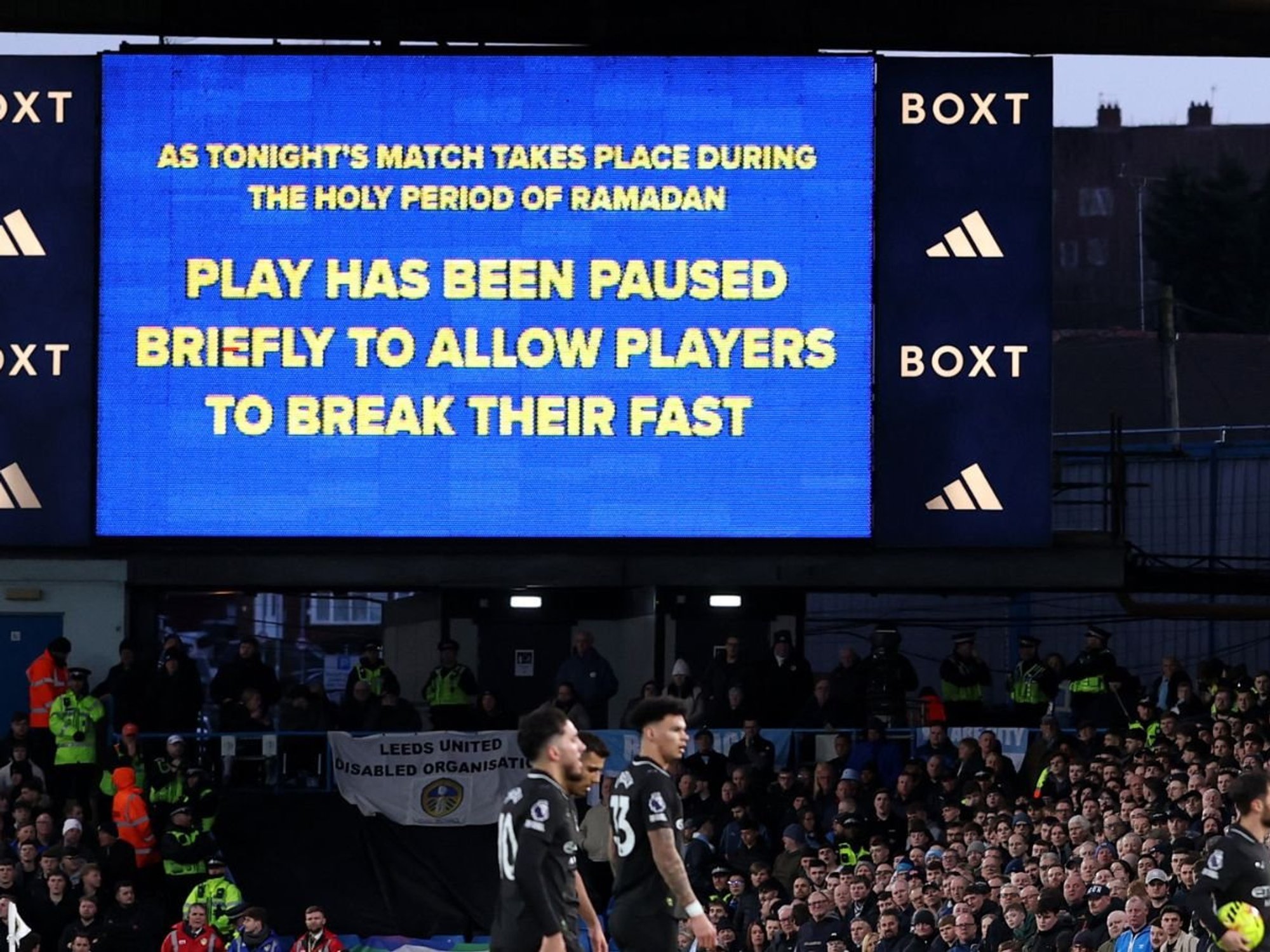 Leeds United fans boo and whistle as play halted for Muslim players in Man City match