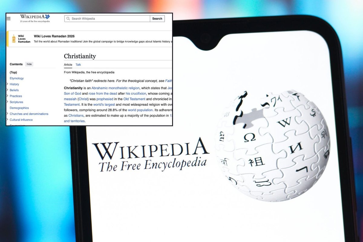 'Wiki loves Ramadan' message plastered on top of website's Christianity page