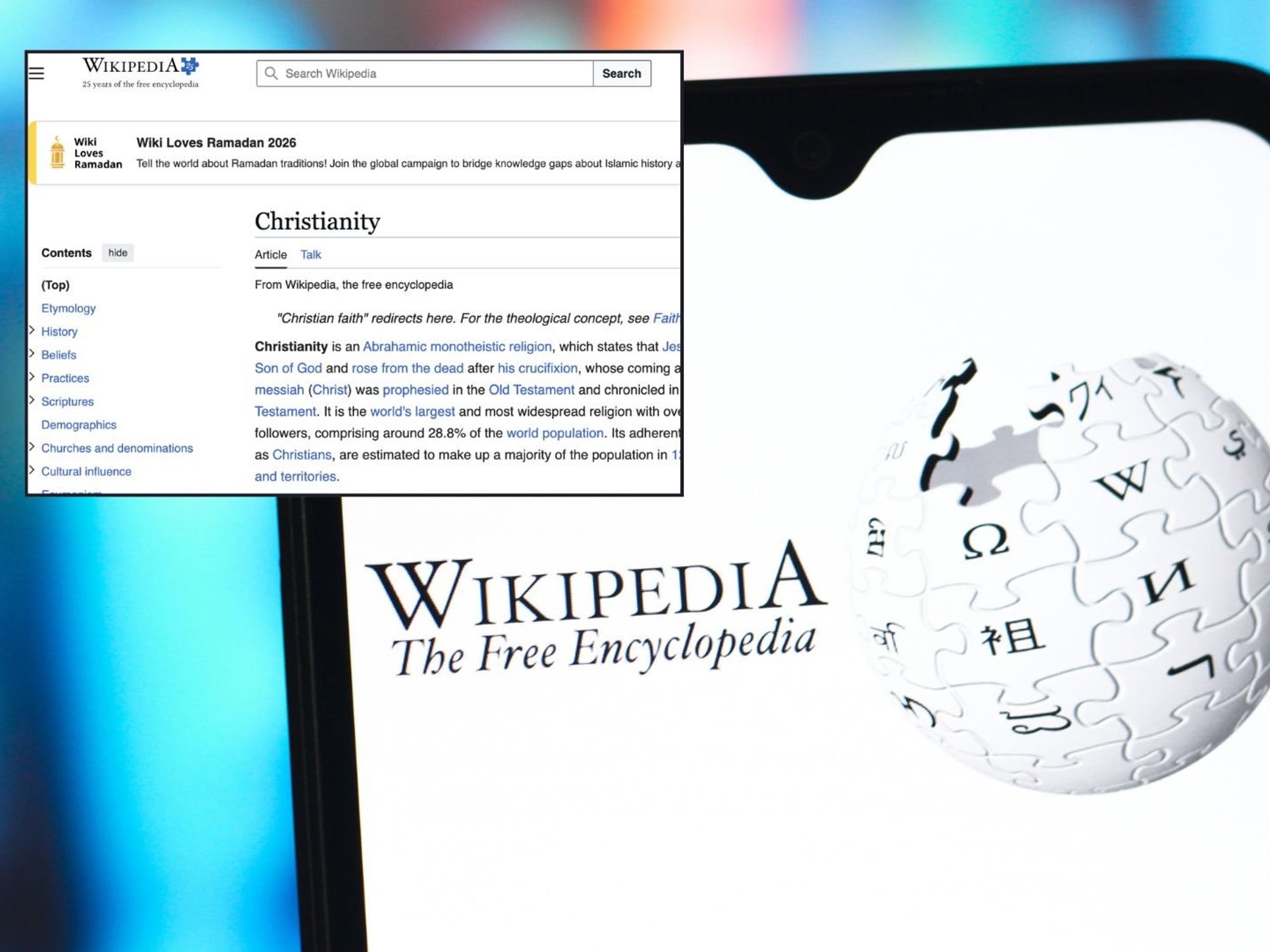 'Wiki loves Ramadan' message plastered on top of website's Christianity page