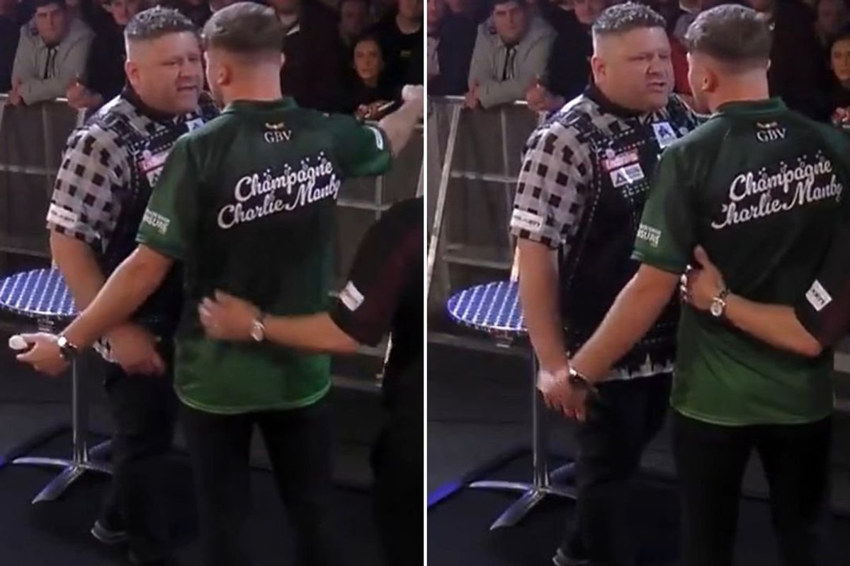UK Open chaos as darts stars Charlie Manby and James Hurrell square up forcing referee intervention