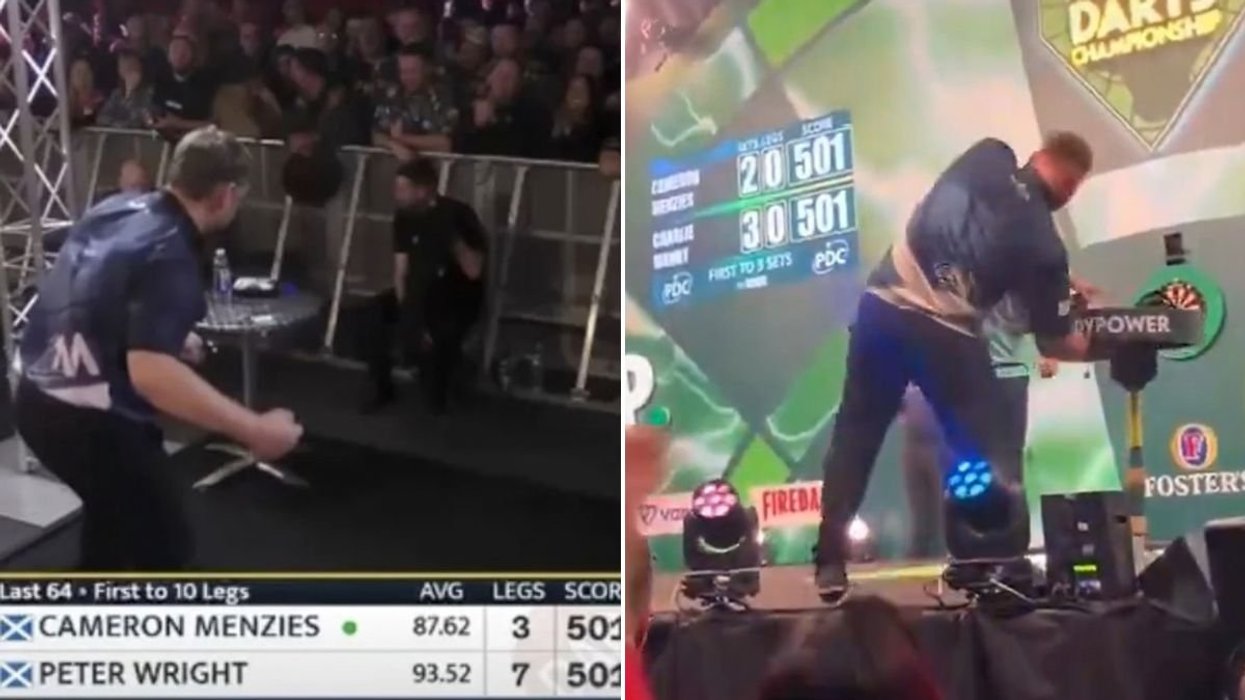 Cameron Menzies leaves UK Open crowd in hysterics after 'punching table' again during Peter Wright clash