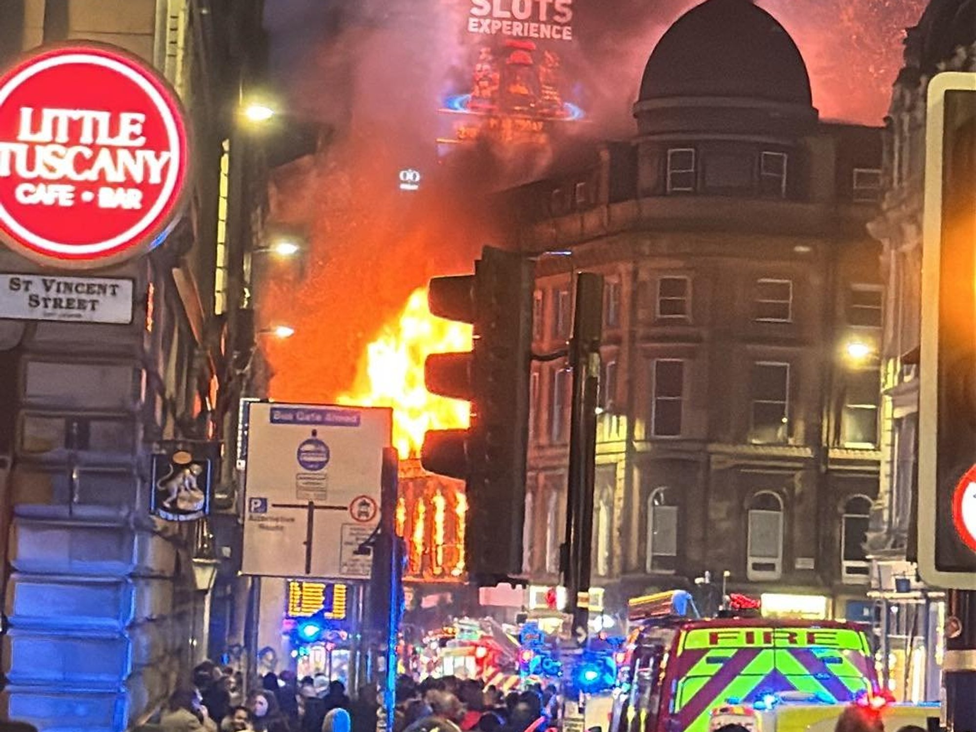 Huge fire breaks out near Glasgow Central railway station as crews tackle blaze in city centre