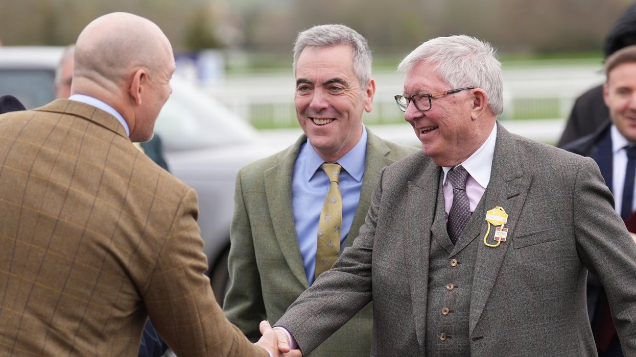 Mike Tindall mingles with Sir Alex Ferguson at Cheltenham