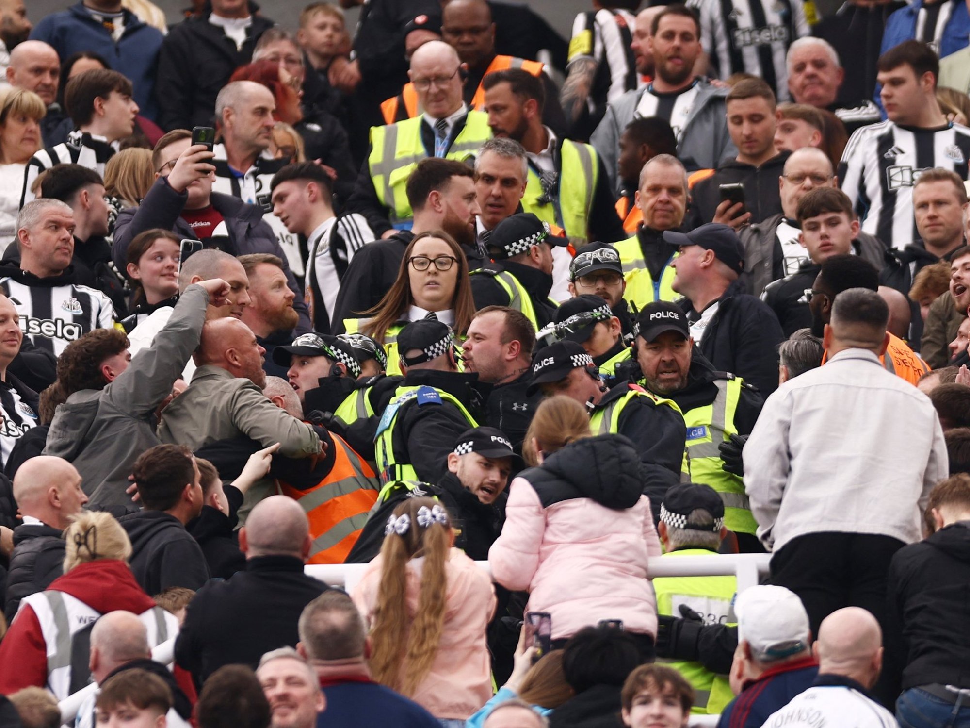 Newcastle and Sunderland clash in ugly scenes before Tyne-Wear derby as one person requires CPR