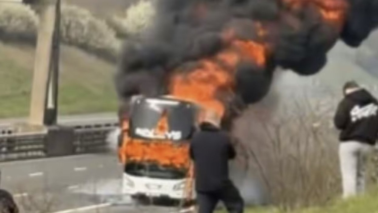 Coach carrying Man City fans erupts in flames en route to Wembley for Carabao Cup final