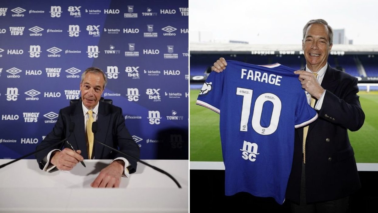 Ipswich Town release statement after Nigel Farage pictured at Portman Road with shirt: 'We are apolitical'
