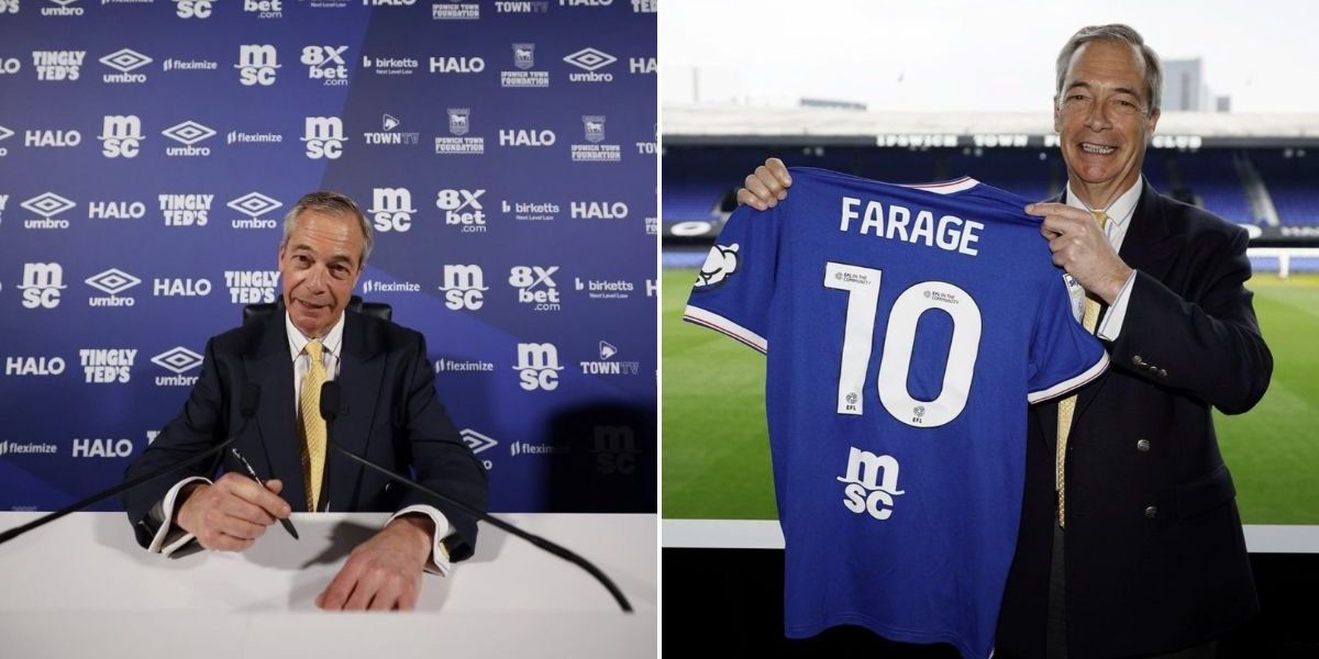 Ipswich Town release statement after Nigel Farage pictured at Portman Road with shirt Ipswich Town release statement after Nigel Farage pictured at Portman Road with shirt