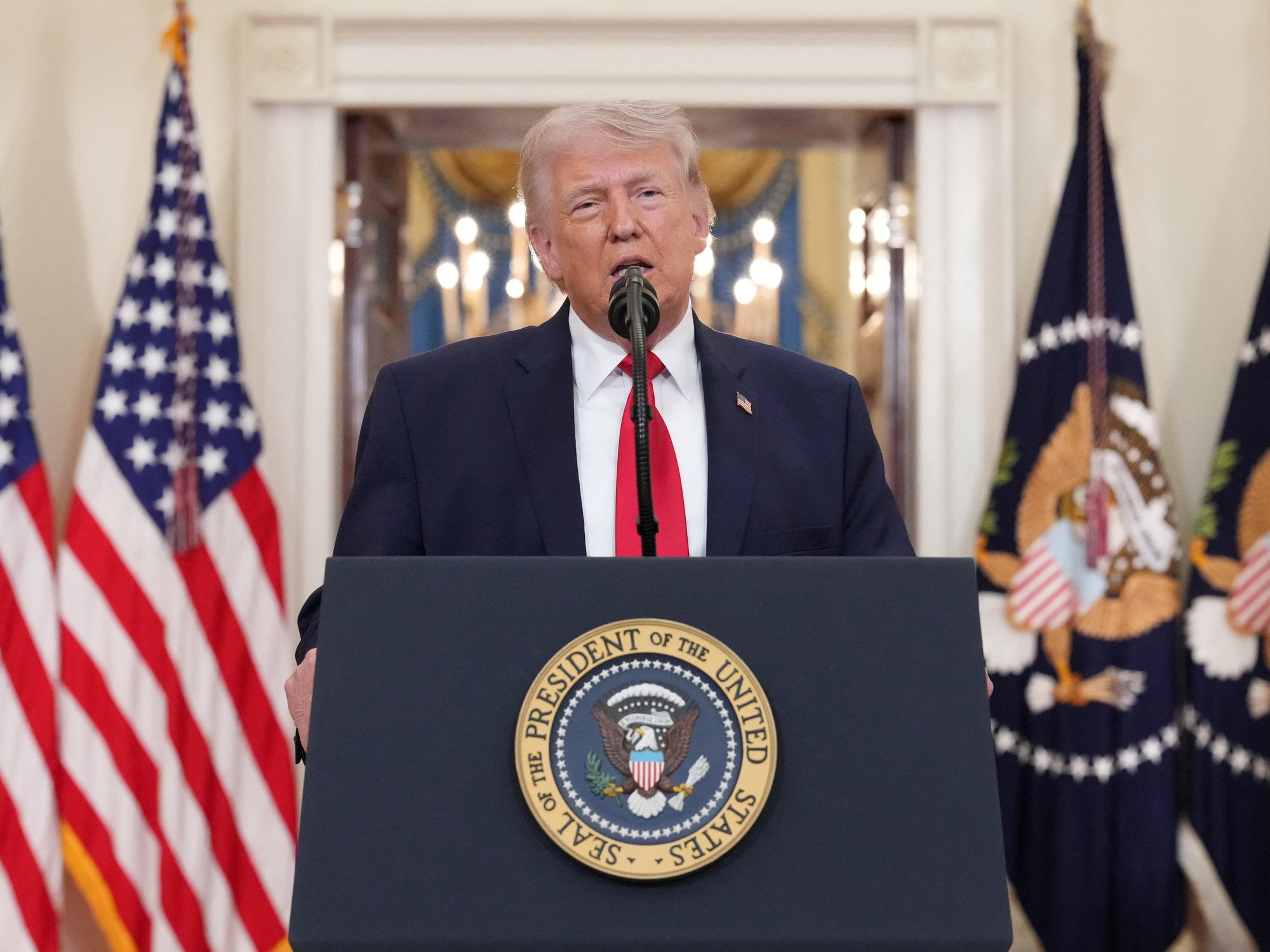 Donald Trump urges 'allies' like Britain to 'build up some delayed courage and go and take the St...