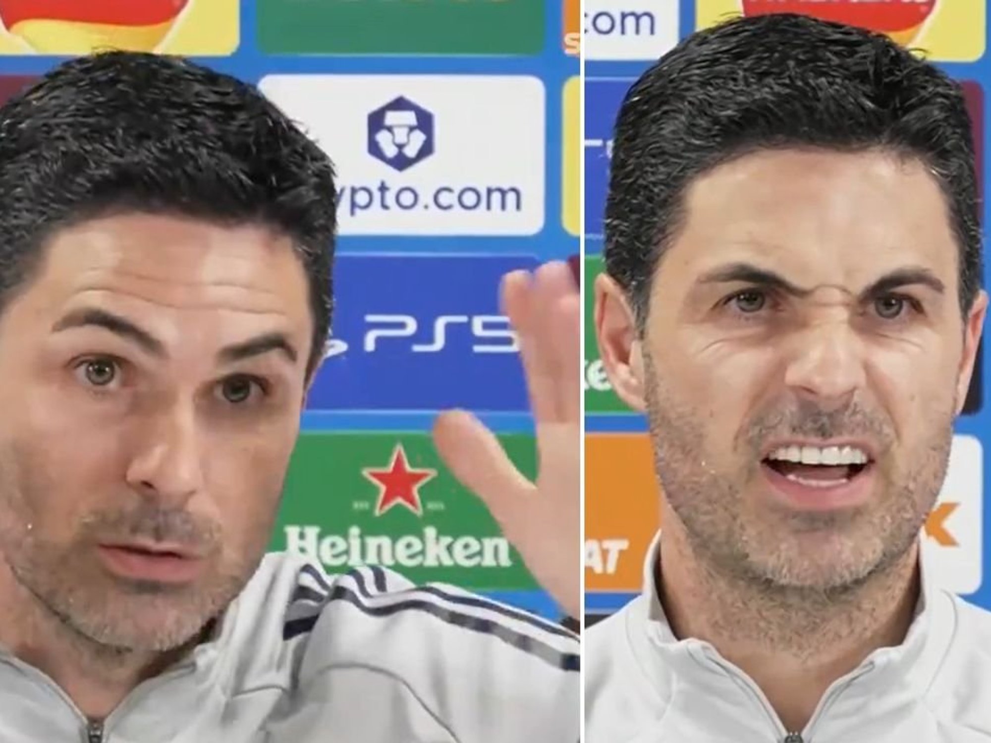 Mikel Arteta goes on animated rant after being pressed on Arsenal crumbling: 'Fire! I'm on fire!'