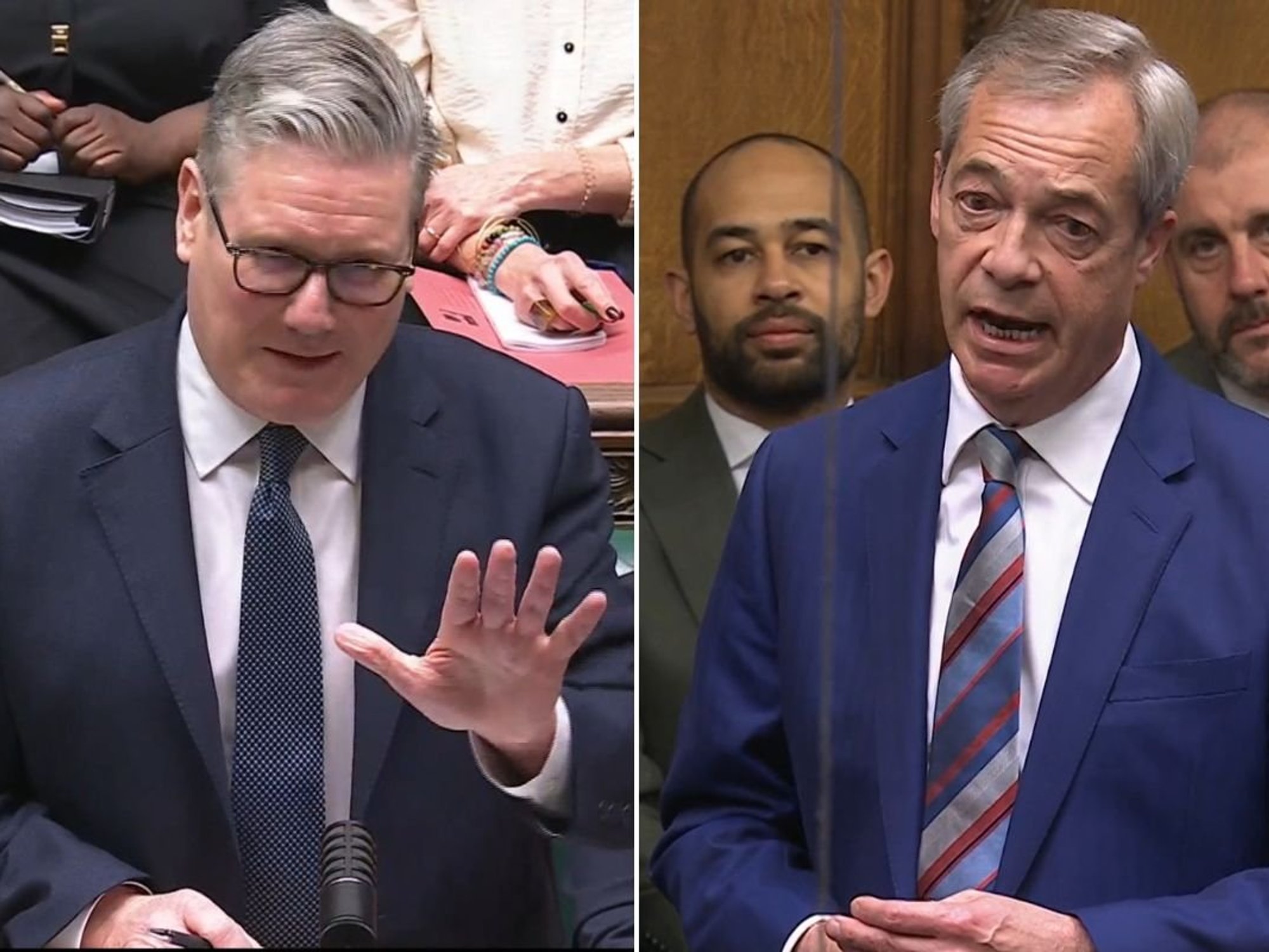 Keir Starmer labelled 'desperate' as GB News tracks surge in PMQs attacks against Nigel Farage