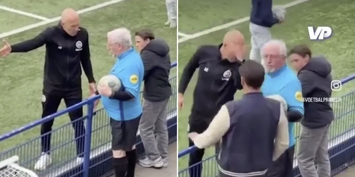 Chelsea legend filmed shoving TV presenter and shouting expletives at elderly referee Chelsea legend filmed shoving TV presenter and shouting expletives at elderly referee