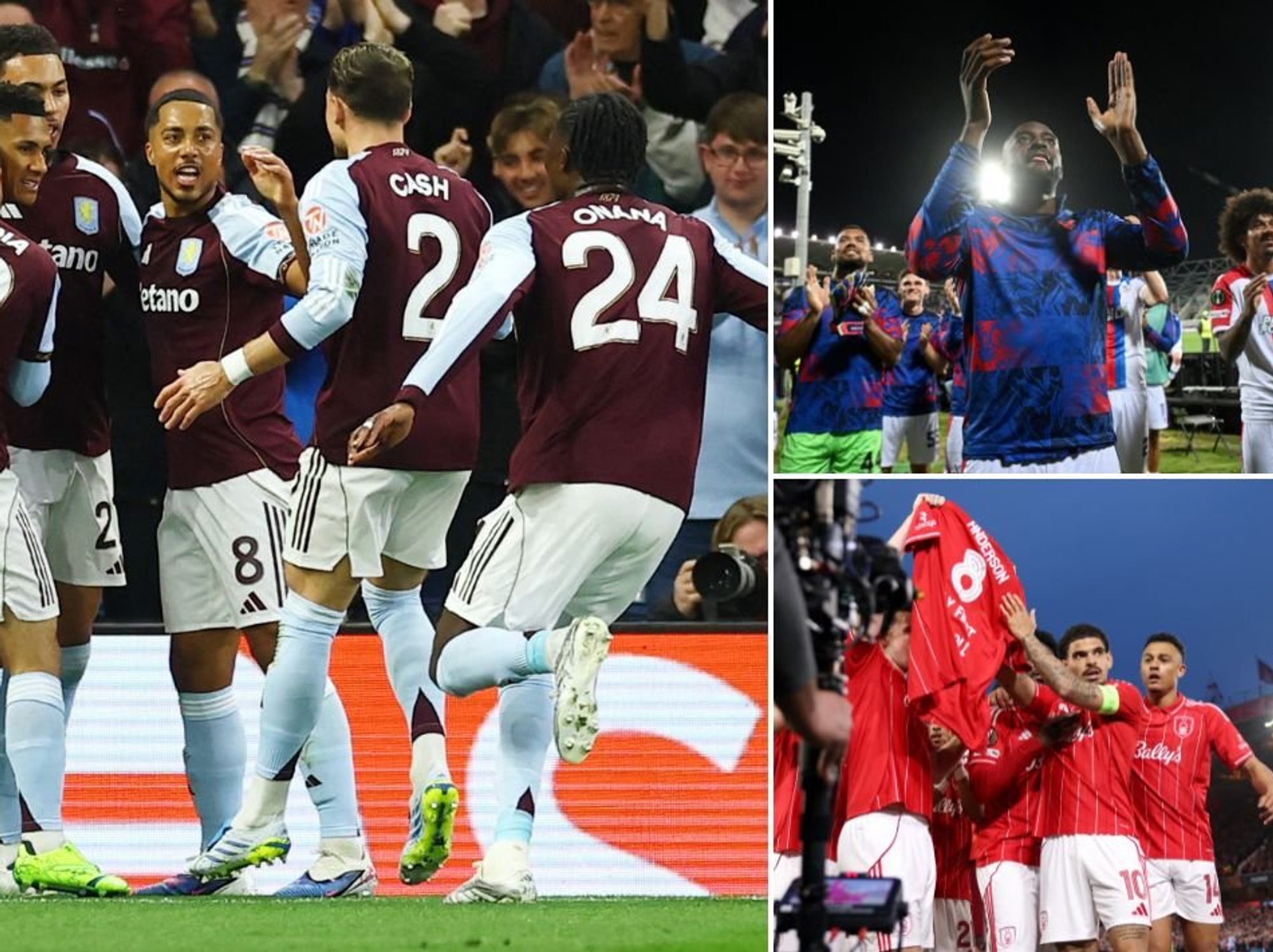 Aston Villa, Nottingham Forest and Crystal Palace all through to European semi-finals