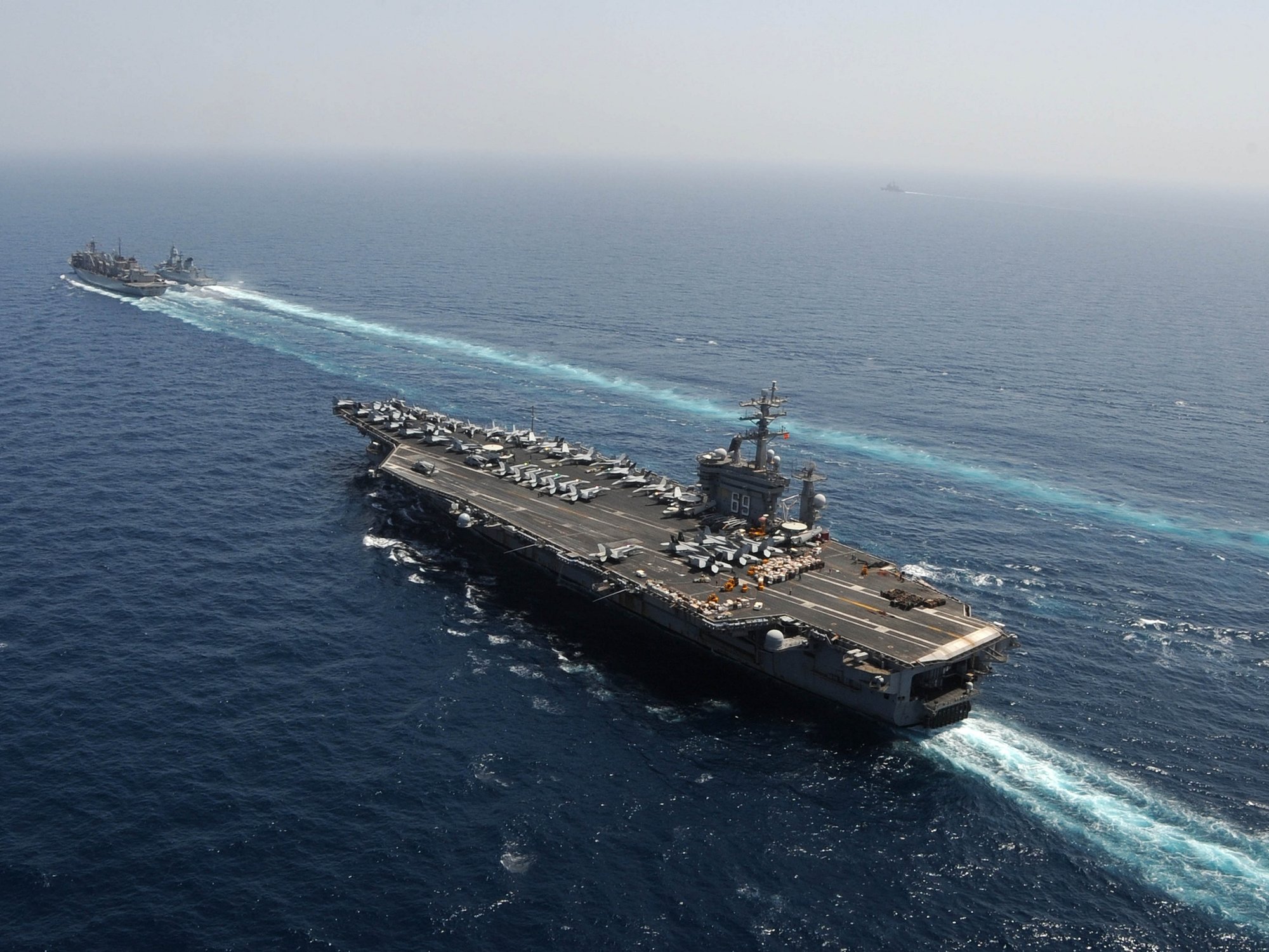 American aircraft carrier erupts in 'mystery fire' amid Iran conflict