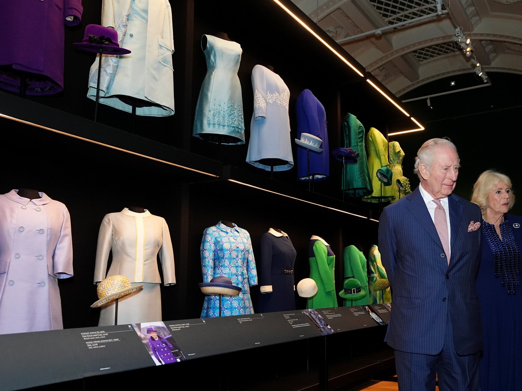 King Charles and Queen Camilla visit Queen Elizabeth fashion exhibition