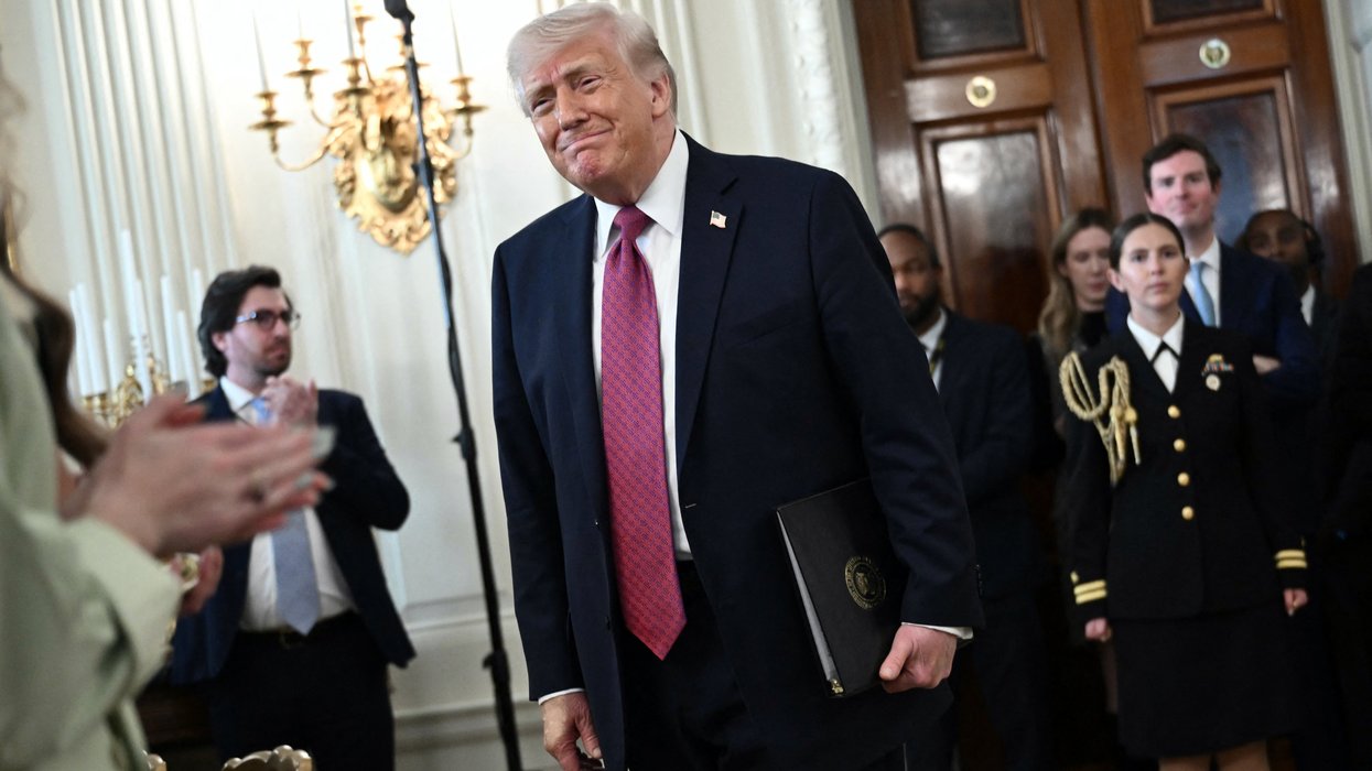 Donald Trump in awkward moment with American students after bragging about banning trans athletes