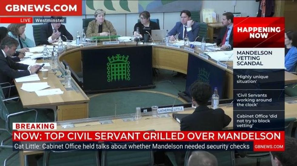WATCH: Civil service boss claims Olly Robbins 'refused' to hand over key Peter Mandelson vetting documents