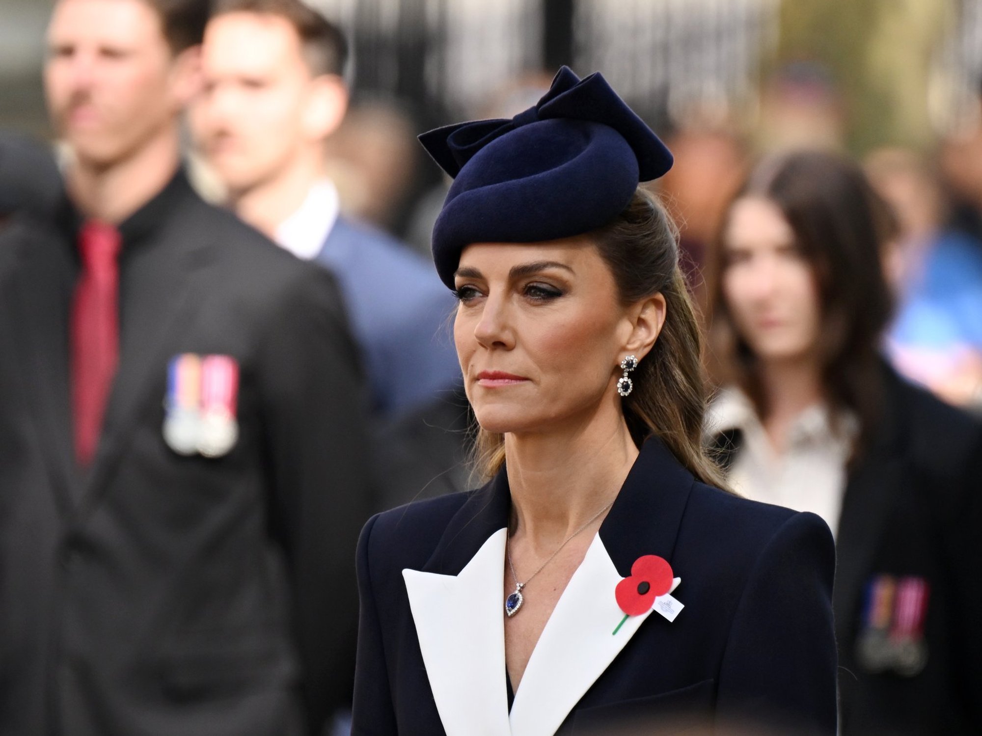 Princess of Wales makes historic outing at Cenotaph wearing poppy on behalf of King Charles
