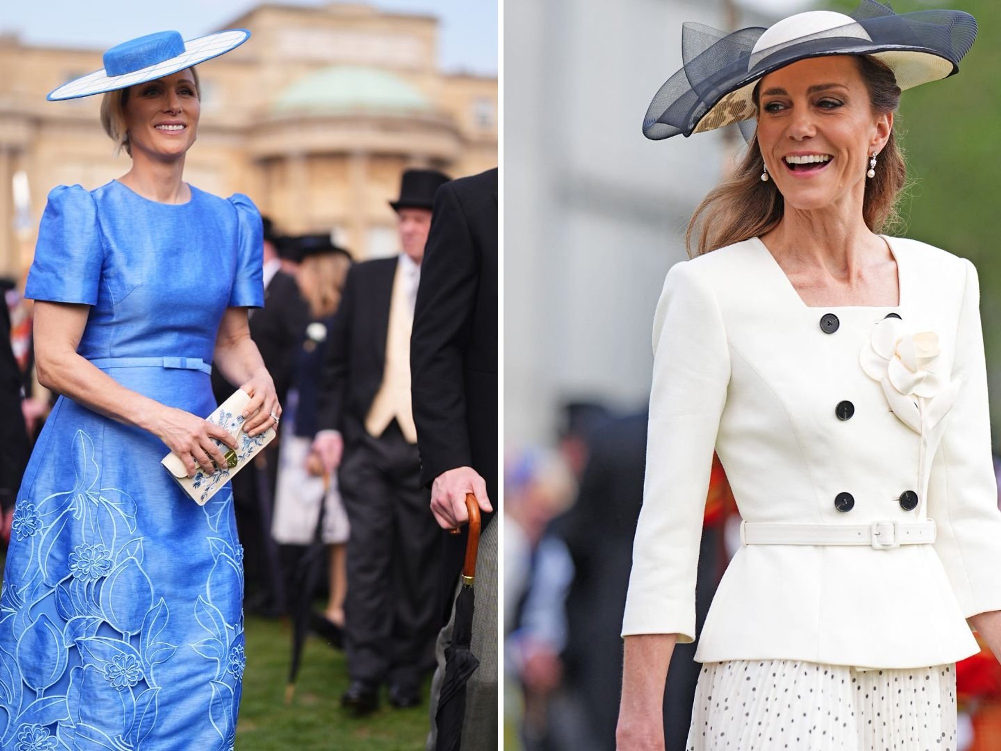 Catherine and Zara dazzle in stunning dresses at Buckingham Palace party