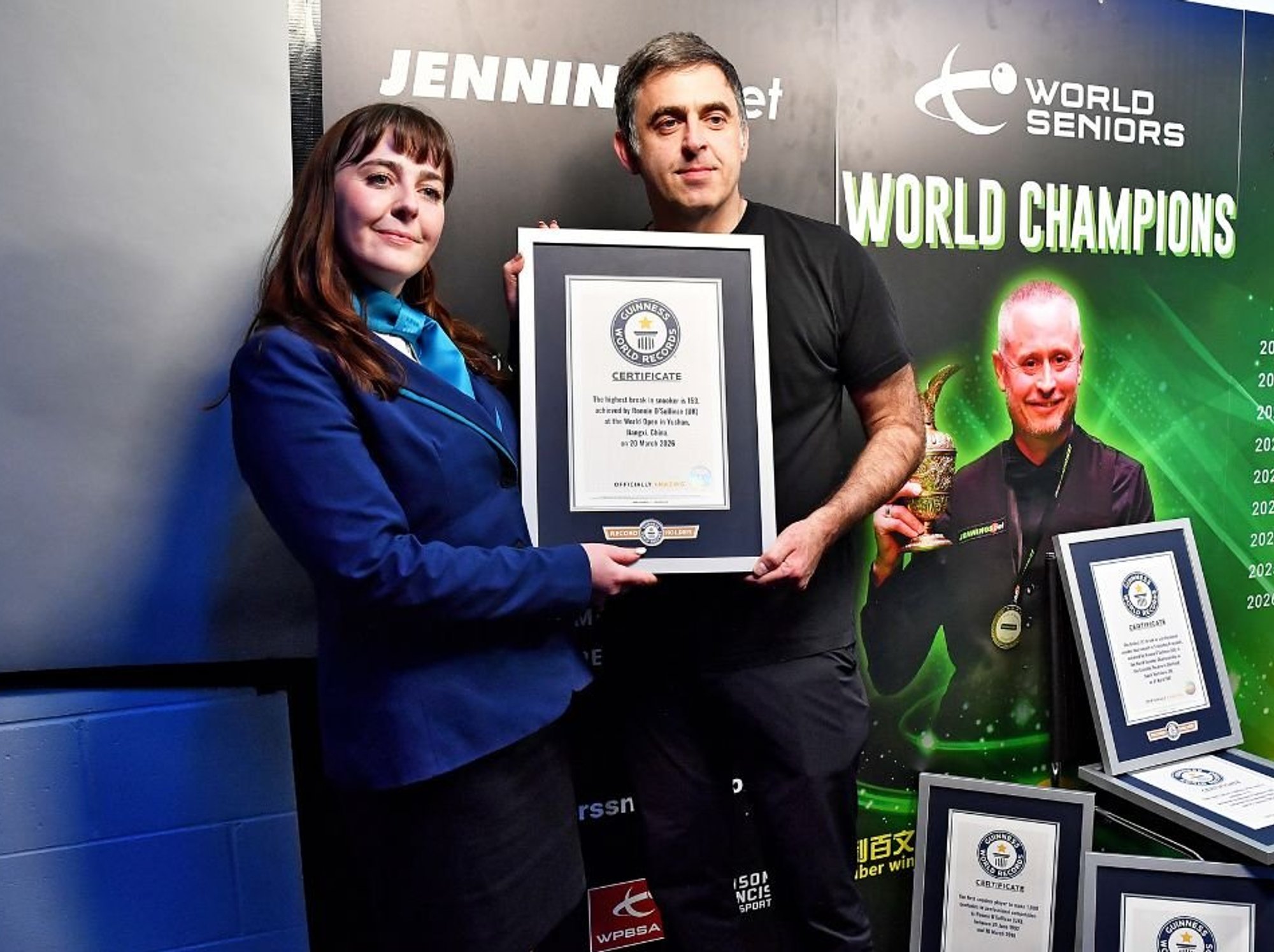 Ronnie O'Sullivan presented with Guinness World Record certificates after latest incredible achievement
