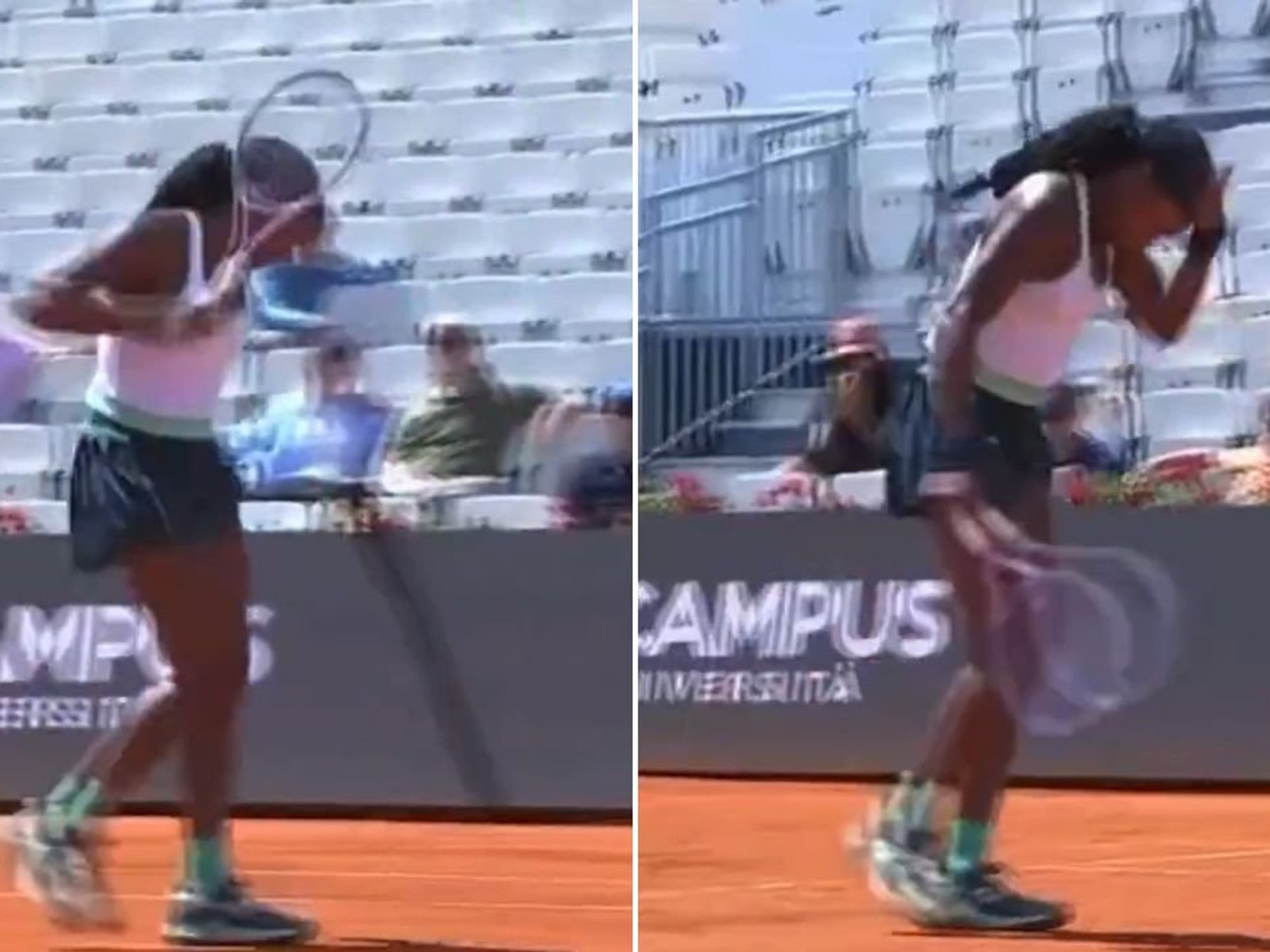 Coco Gauff smashes herself with her tennis racket in bizarre Italy Open incident