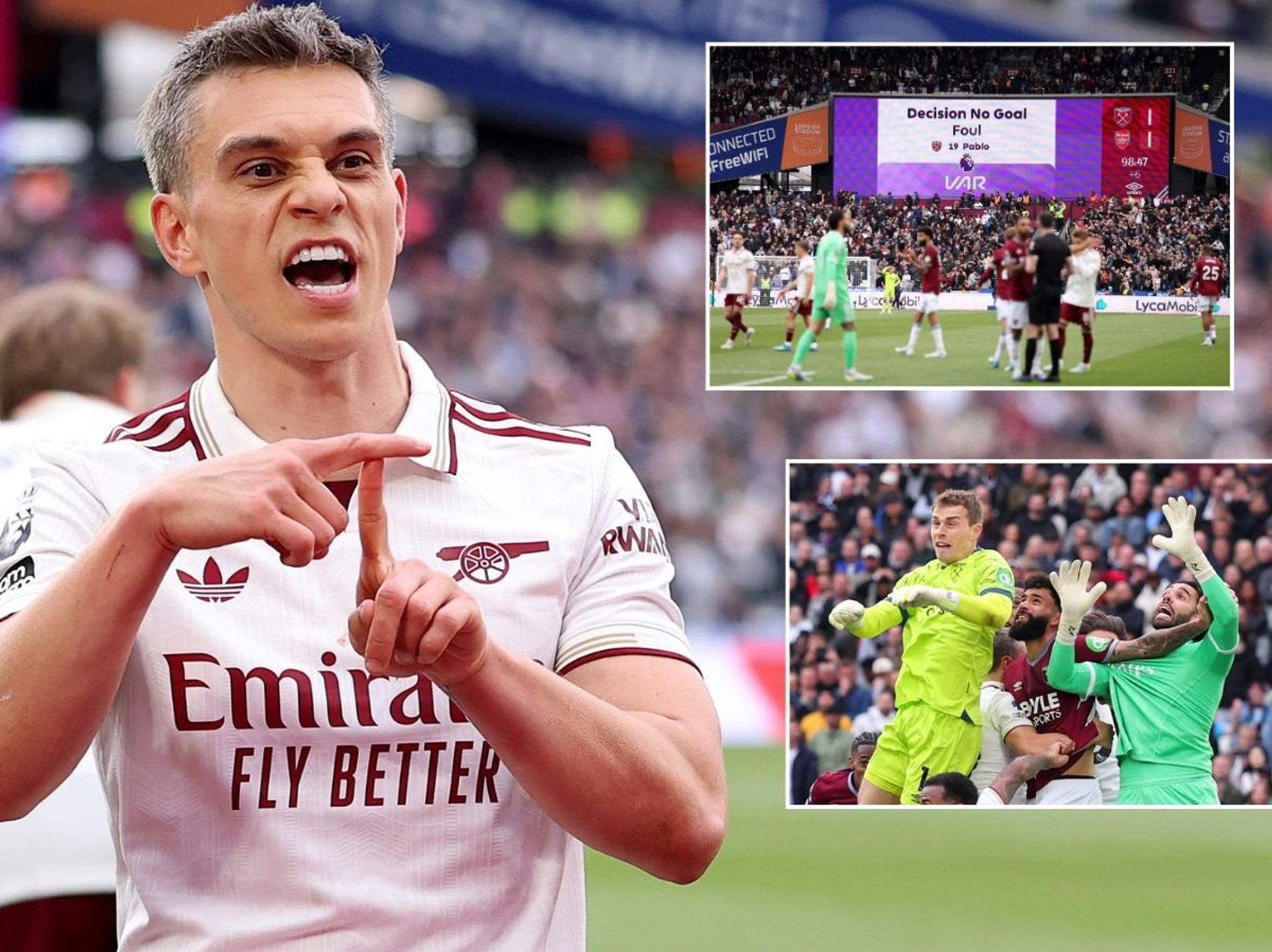 Arsenal take huge step towards Premier League title as West Ham match ends in chaos following VAR check