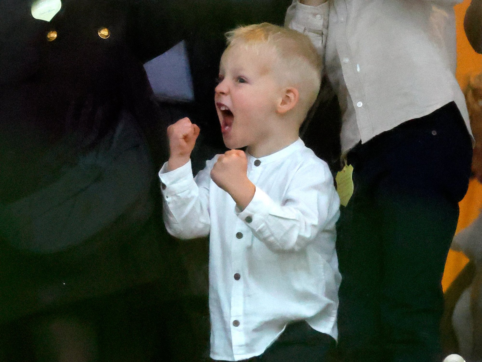 Lucas Tindall shows boisterous side on family day out