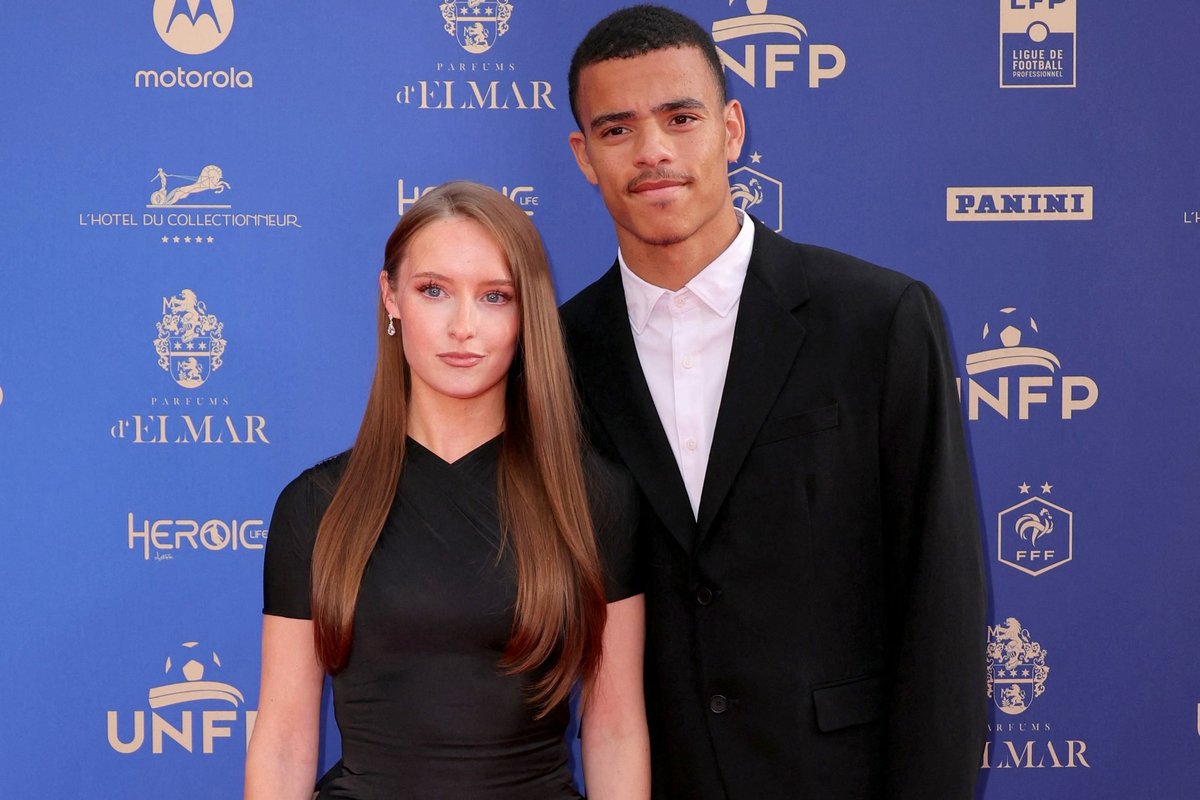 Mason Greenwood attends awards night with girlfriend Harriet Robson as Ousmane Dembele scoops top prize