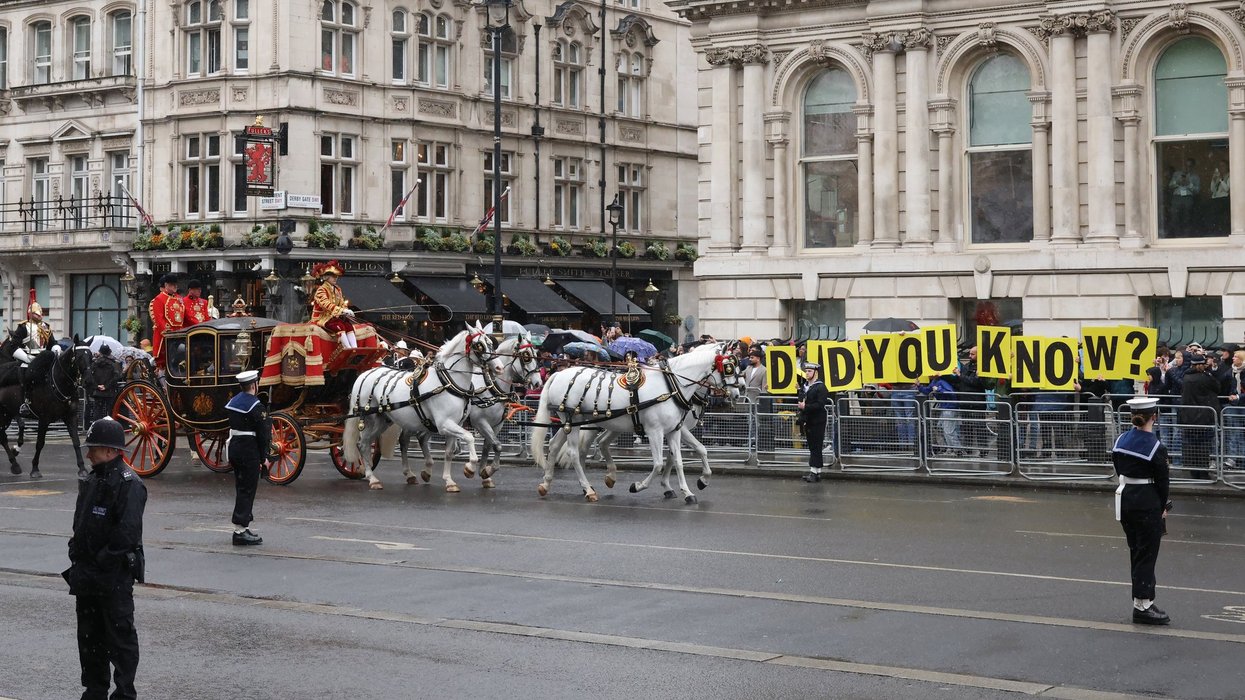 King Charles and Queen Camilla met with protests regarding Andrew Mountbatten-Windsor on route to Parliament