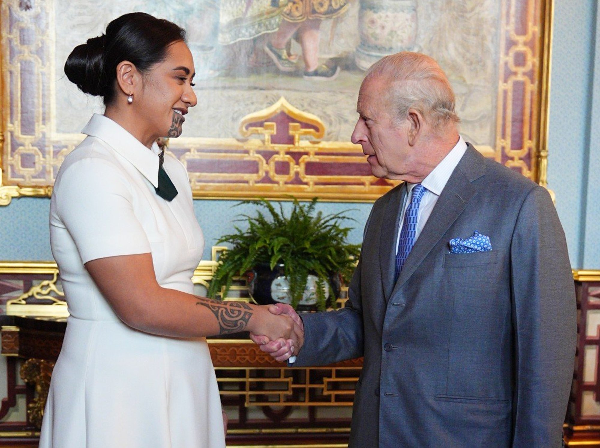 King Charles meets with New Zealand's Māori Queen at Buckingham Palace