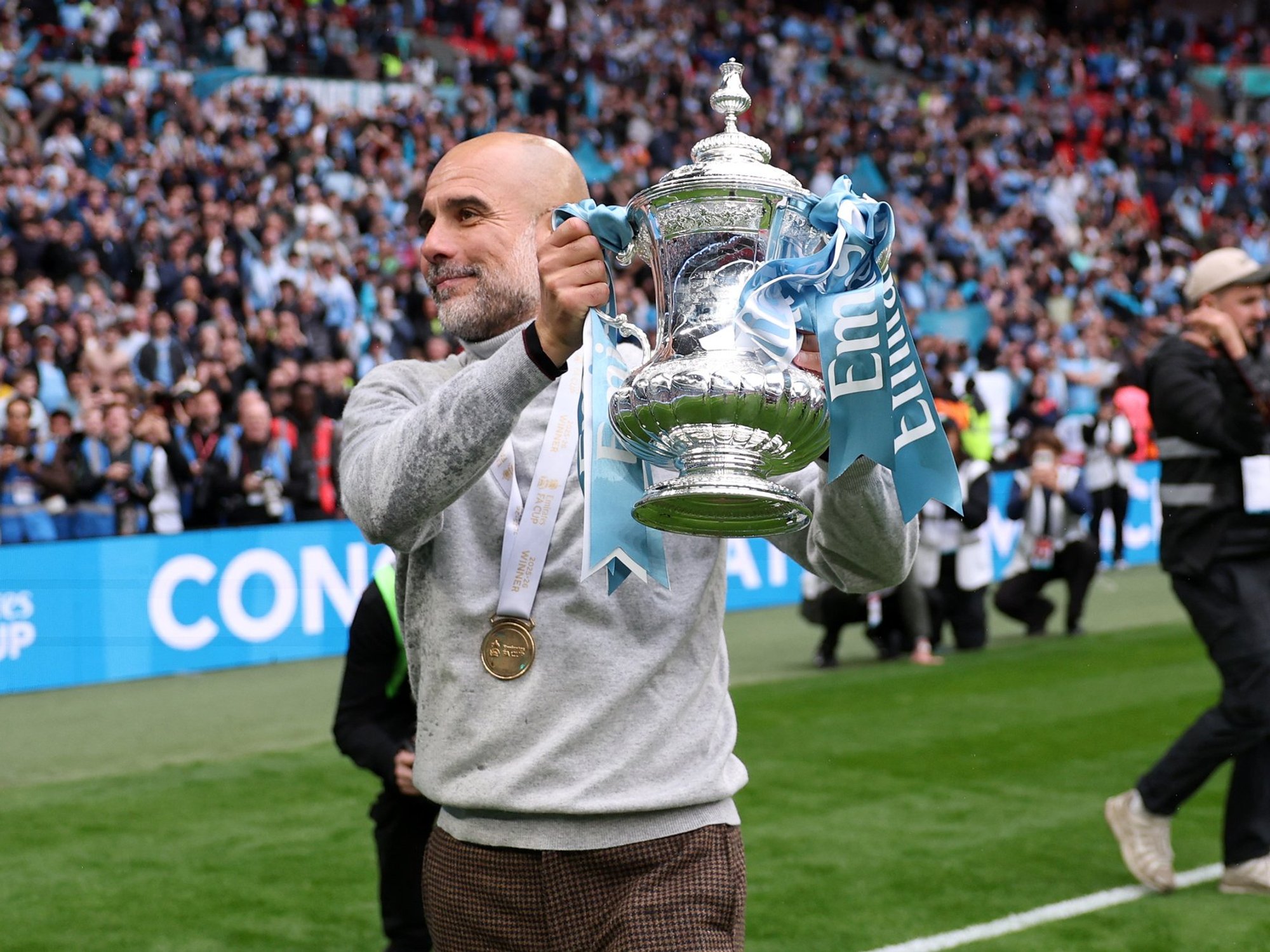Pep Guardiola's actions after winning FA Cup give clearest hint over Man City future