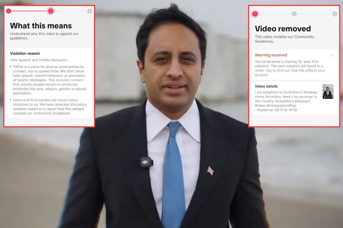 Reform migration video removed by TikTok for 'hate speech' as Nigel Farage warns of 'unacceptable political interference'