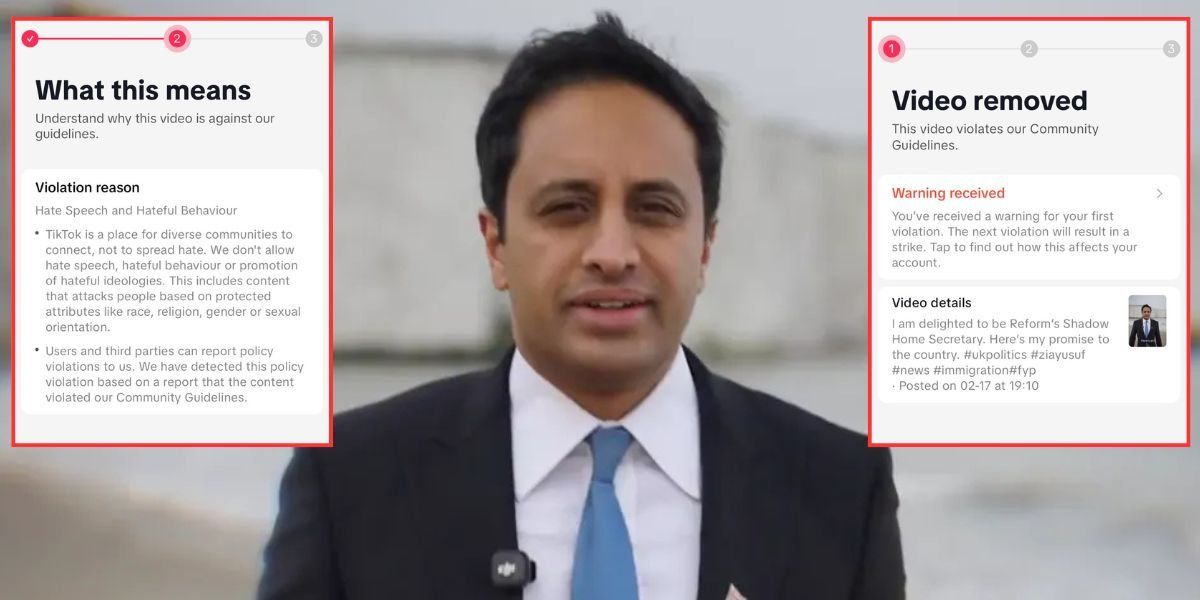 Reform migration video removed by TikTok for ‘hate speech’ as Nigel Farage warns of ‘unacceptable political interference’ Reform migration video removed by TikTok for ‘hate speech’ as Nigel Farage warns of ‘unacceptable political interference’