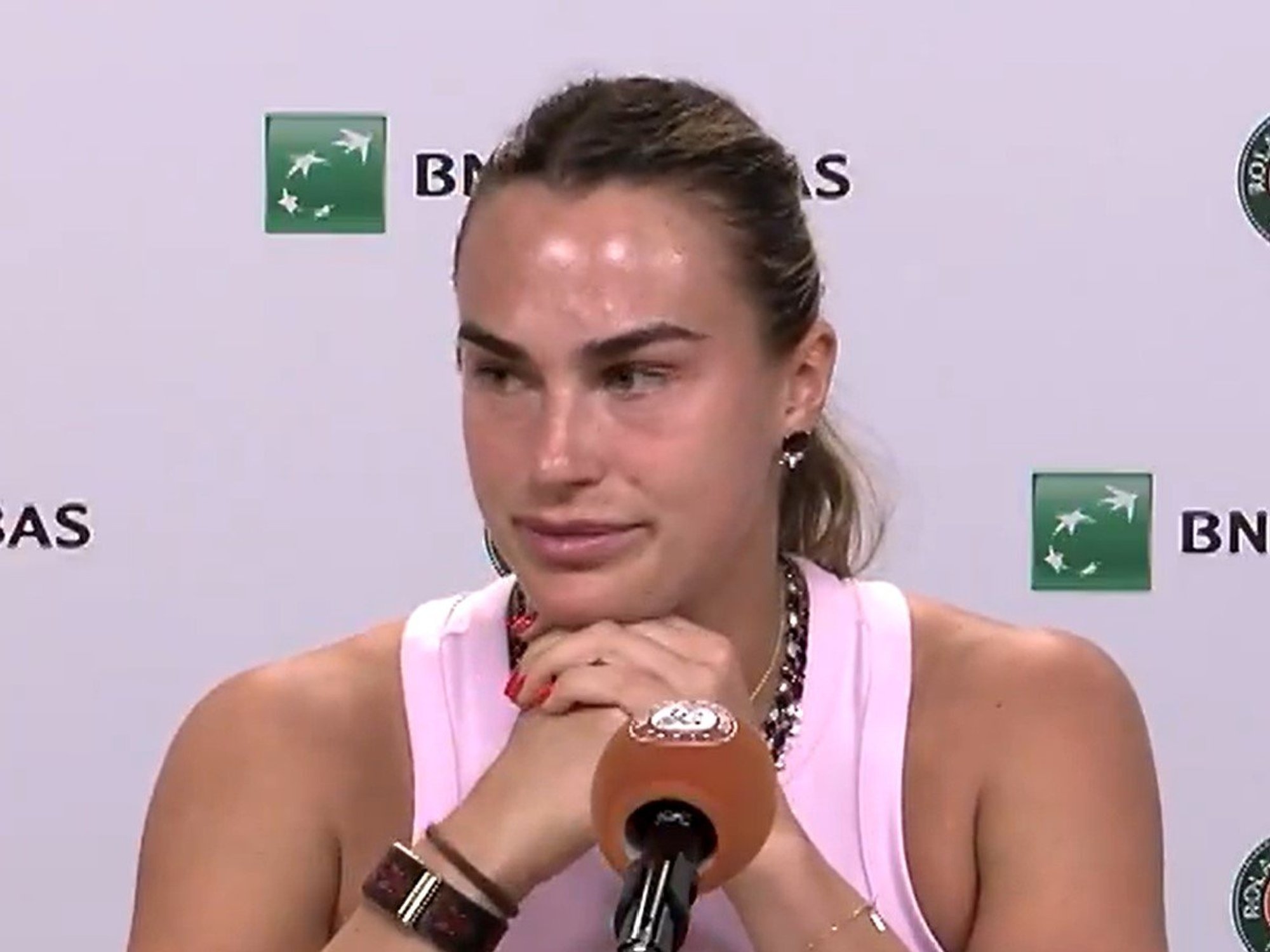 Aryna Sabalenka cuts interview short in row over French Open prize money