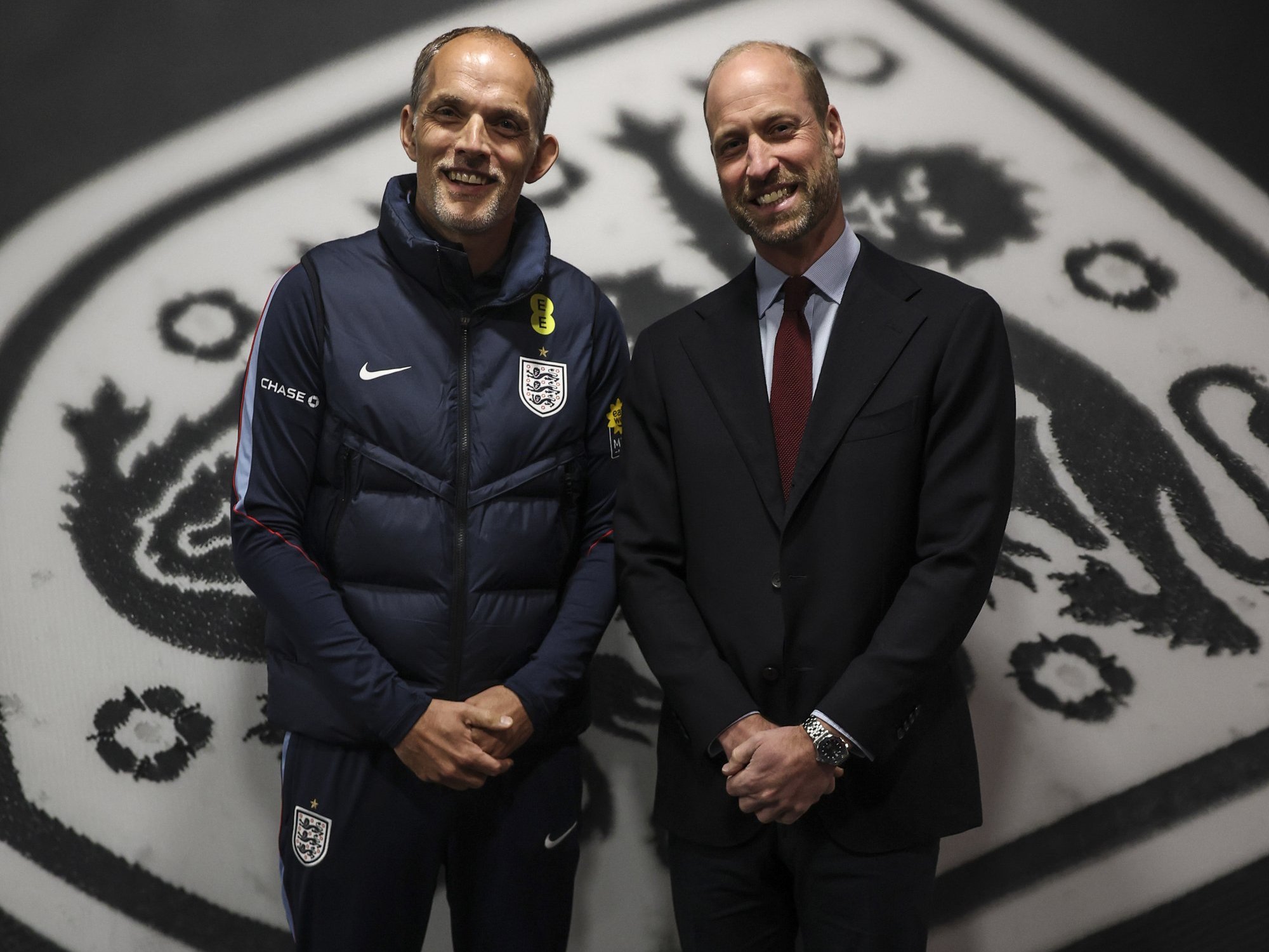 Prince William beams alongside Thomas Tuchel and says England are 'closing in' on World Cup glory