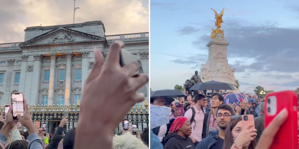 Resurfaced footage from Buckingham Palace shows heartwarming moment from day late Queen died Resurfaced footage from Buckingham Palace shows heartwarming moment from day late Queen died
