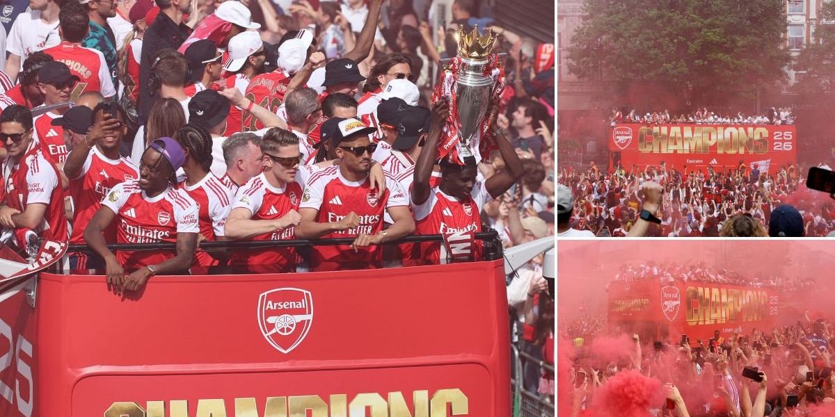Arsenal title parade causes travel chaos in London as over a million fans celebrate on streets Arsenal title parade causes travel chaos in London as over a million fans celebrate on streets
