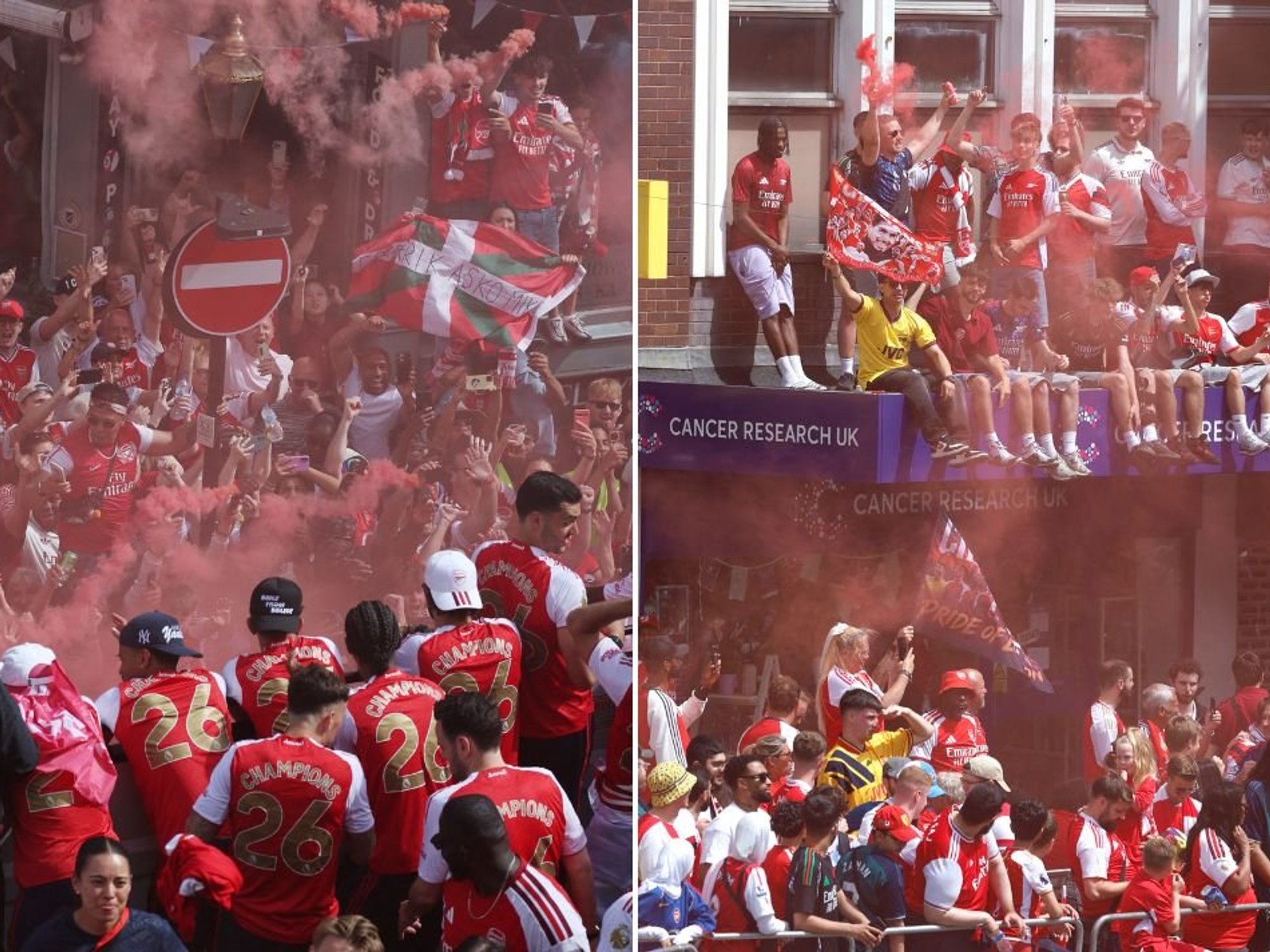 London hotel ablaze, nine arrests made and 75 people rescued during Arsenal title parade