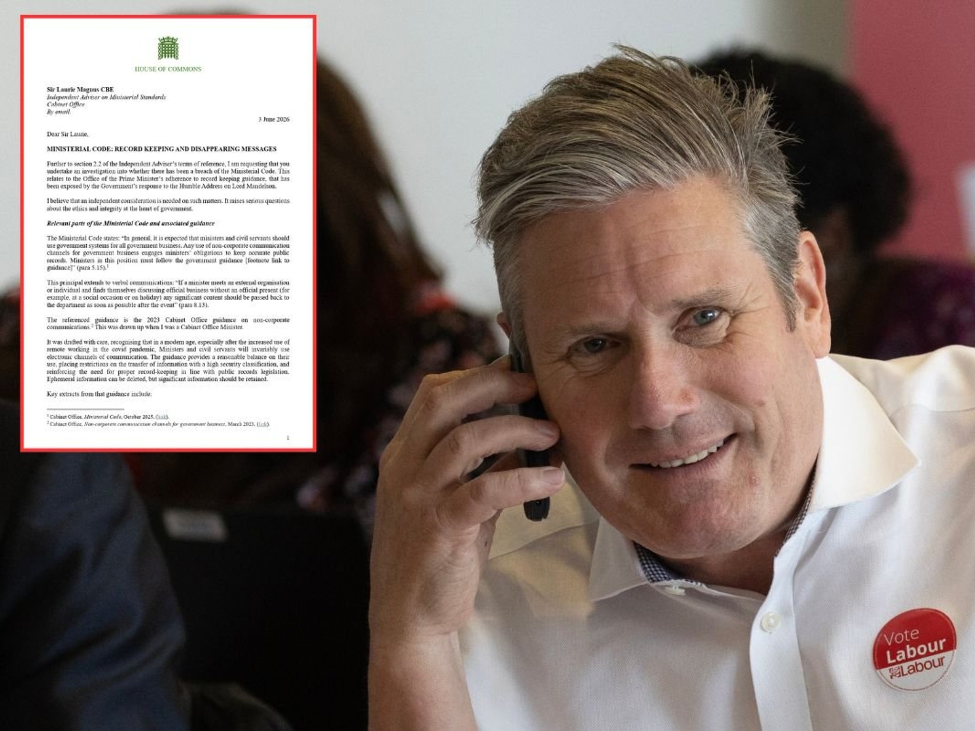 Keir Starmer's 'disappearing Peter Mandelson messages' must be investigated, say Tories