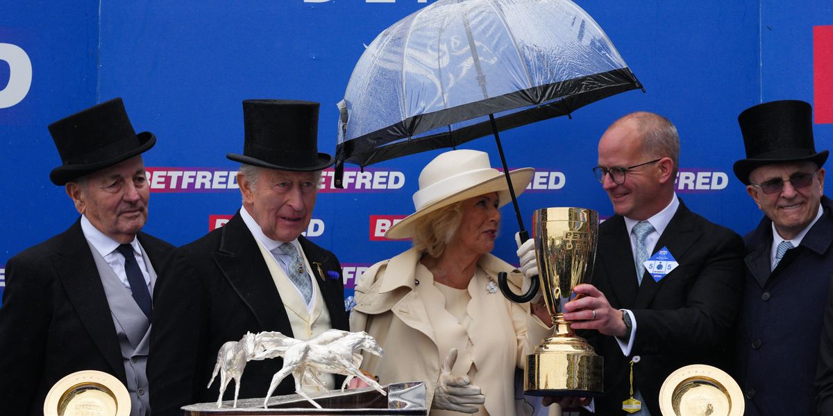 King and Queen hand out prestigious trophy at Epsom just hours after watching Peter Phillips wedding King and Queen hand out prestigious trophy at Epsom just hours after watching Peter Phillips wedding
