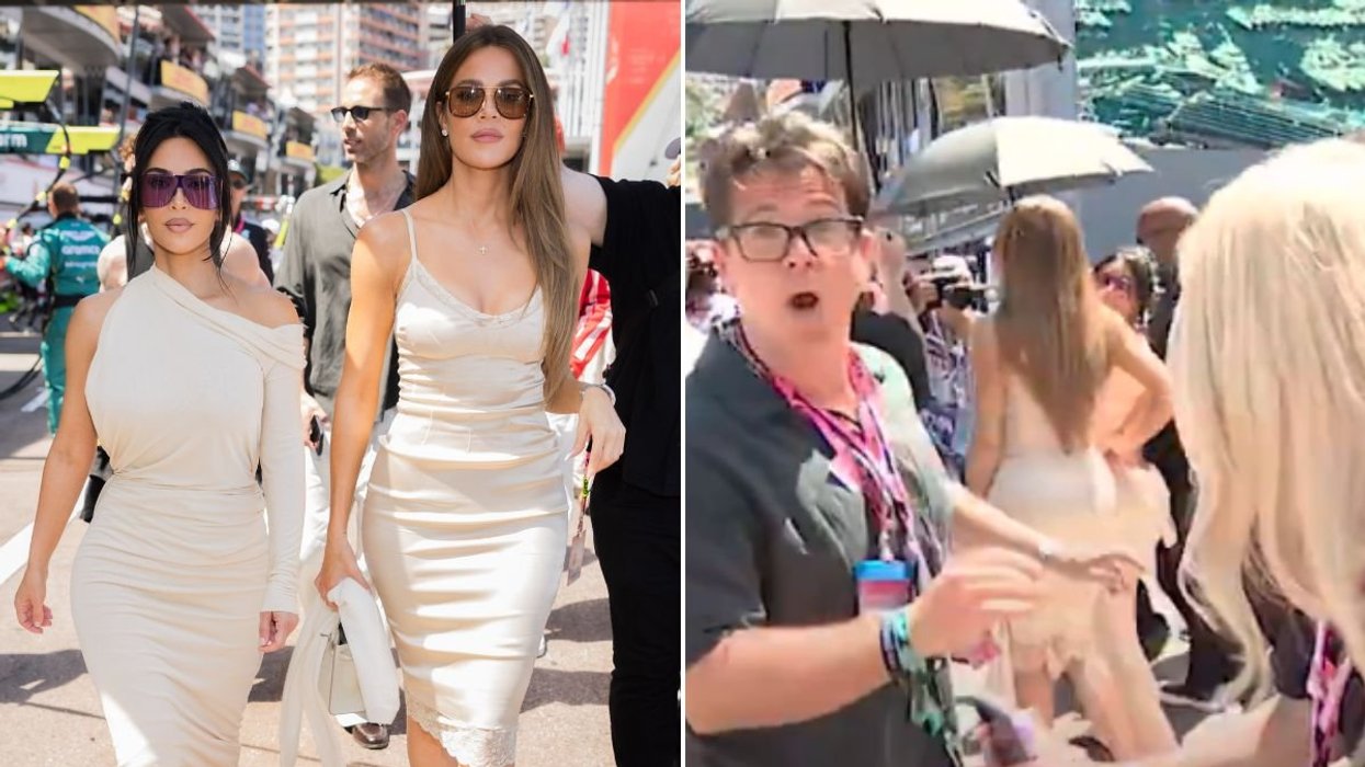 Holly Willoughby and Michael McIntyre barged over in awkward F1 moment as Kardashians' team pushes by