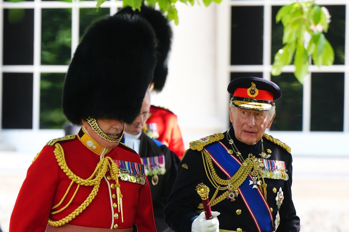 King Charles and Queen Camilla present new Colours at Buckingham Palace