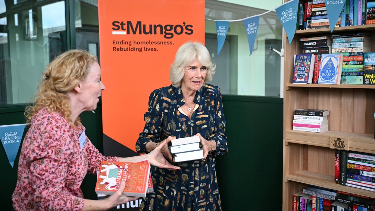 Queen Camilla unveils bookshelves containing her favourite titles