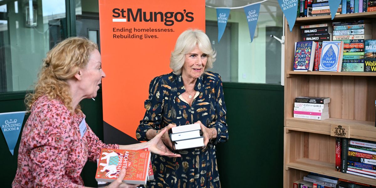 Queen Camilla unveils bookshelves containing her favourite titles Queen Camilla unveils bookshelves containing her favourite titles