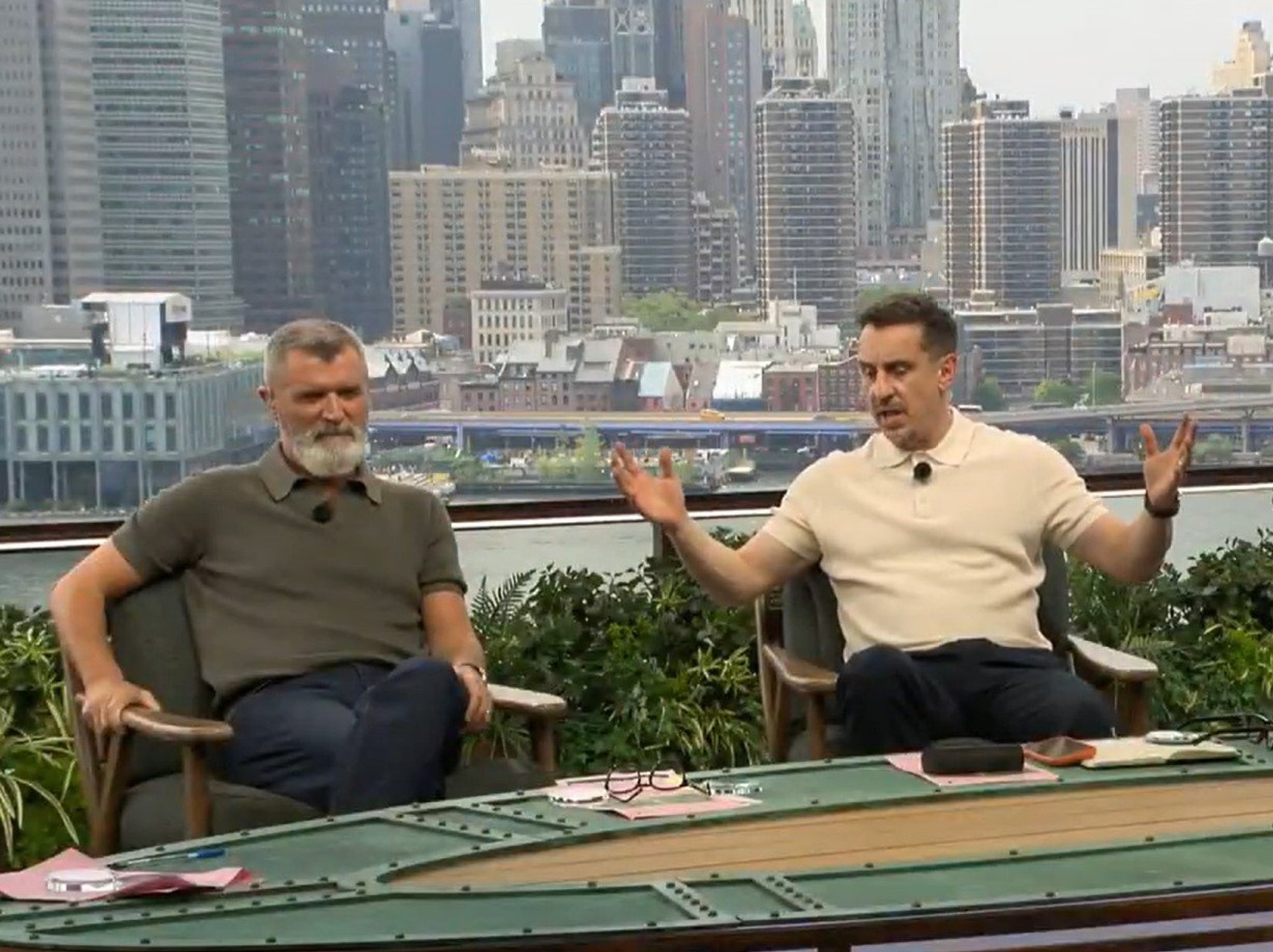 Gary Neville appears to fall out with Roy Keane as ITV host interjects