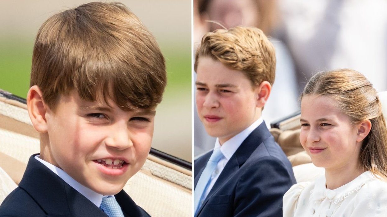 Prince Louis, Prince George and Princess Charlotte wave to crowds during King's Birthday Parade