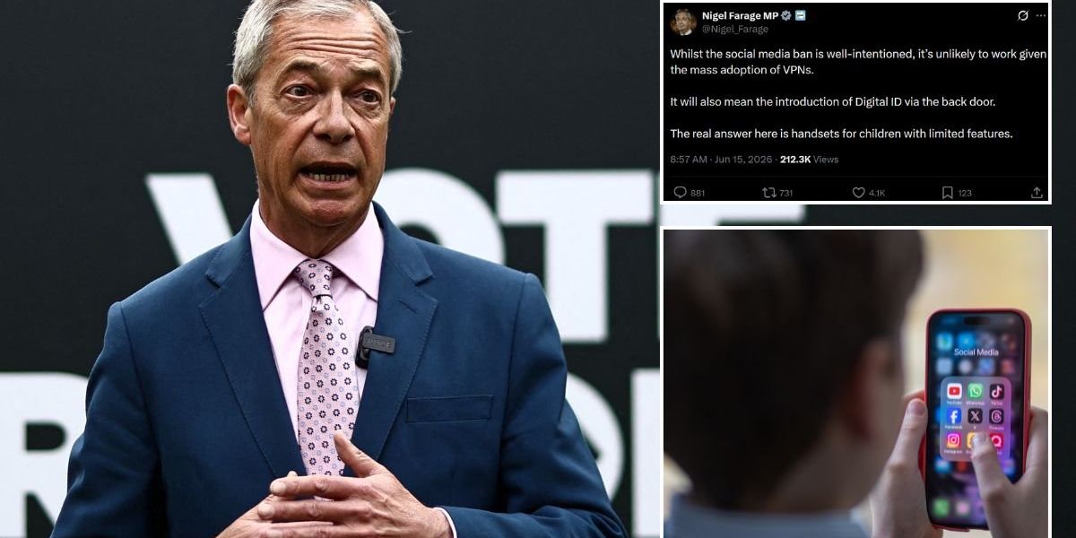 Nigel Farage issues 'back door' digital ID warning as PM confirms social media ban