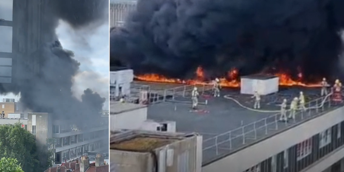 NextImg:Plumes of thick black smoke blot out Bristol skyline as huge fire erupts at St Michael's Hospital