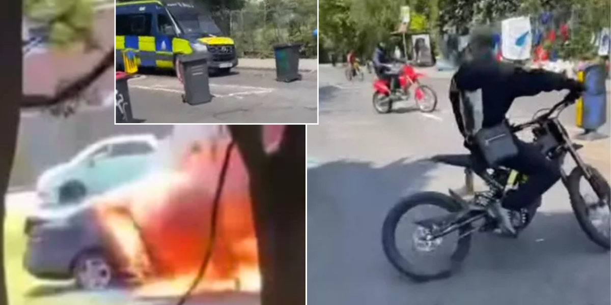 NextImg:'Serious disorder' erupts in Salford as up to 60 masked youths burn vehicles and riot in streets
