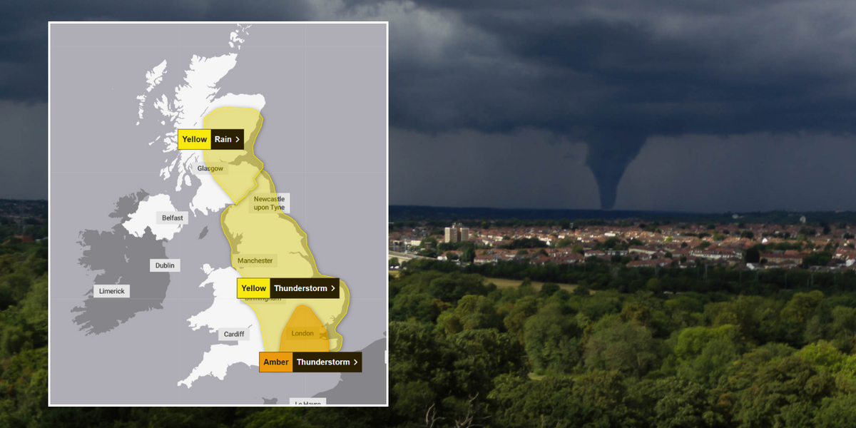 Tornado warning for millions of Britons as Met Office upgrades storm alerts to amber Tornado warning for millions of Britons as Met Office upgrades storm alerts to amber