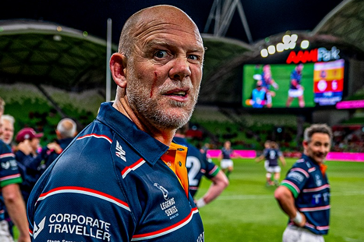 Mike Tindall pictured with a bloodied face in Australia